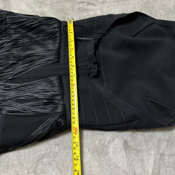 Karen Millen Black Tiered Fringe Bandage Knit dress - Picture 11 of 16